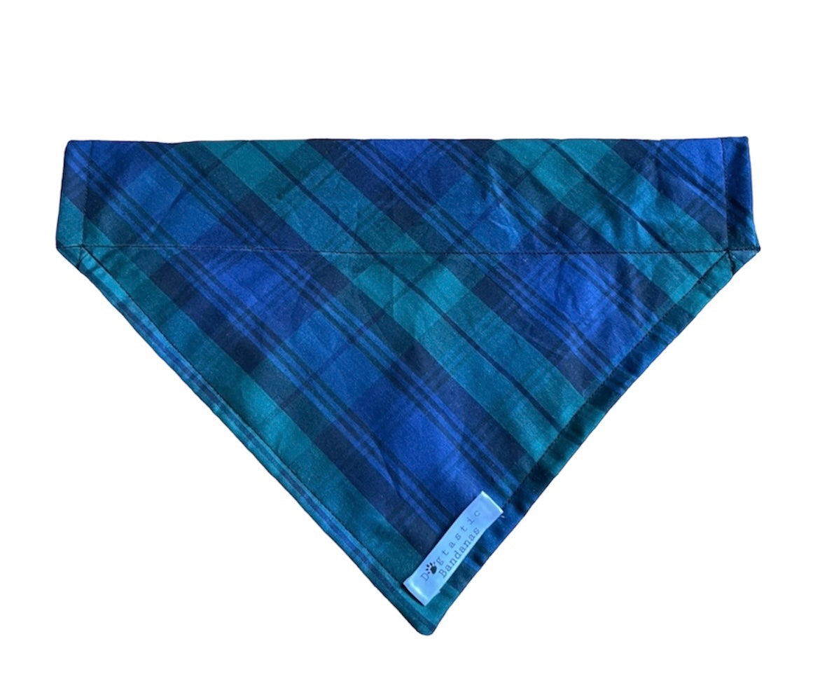 Blue tartan dog/pet bandana