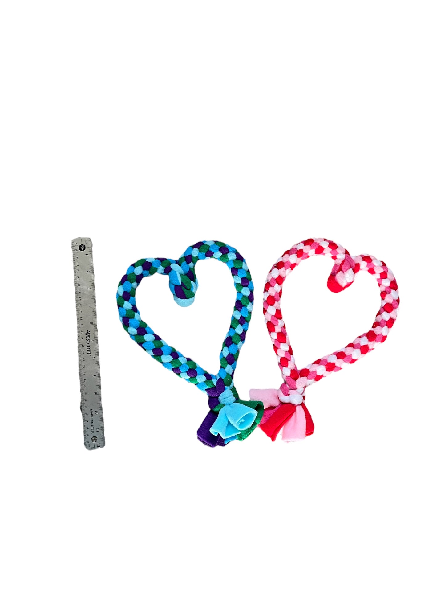 4 colour Heart shaped hand made tug toy create your own dog toy