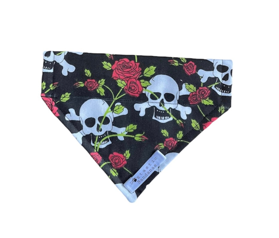 Black skulls and roses dog/pet bandana
