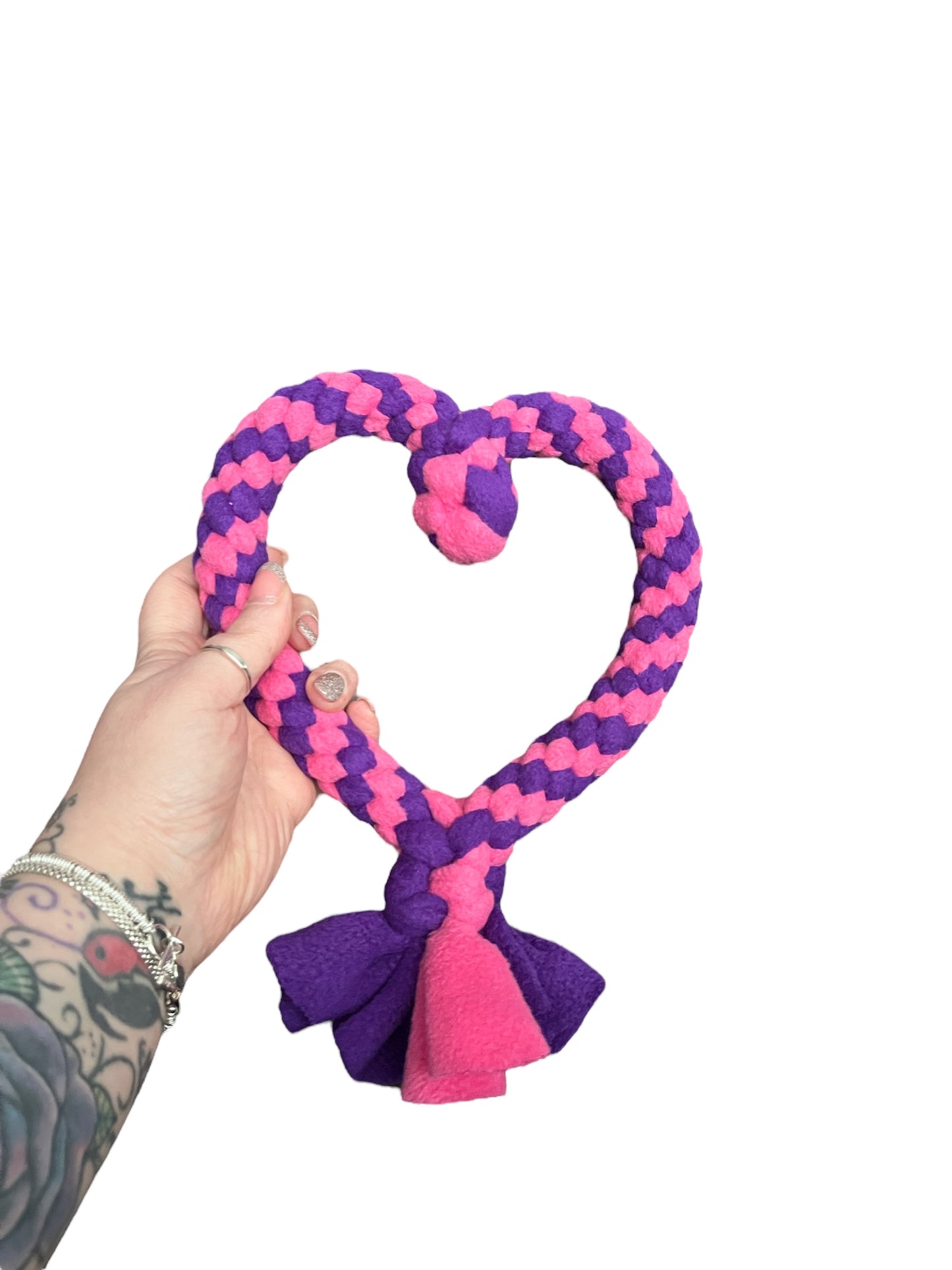 Heart shaped hand made tug toy create your own dog toy