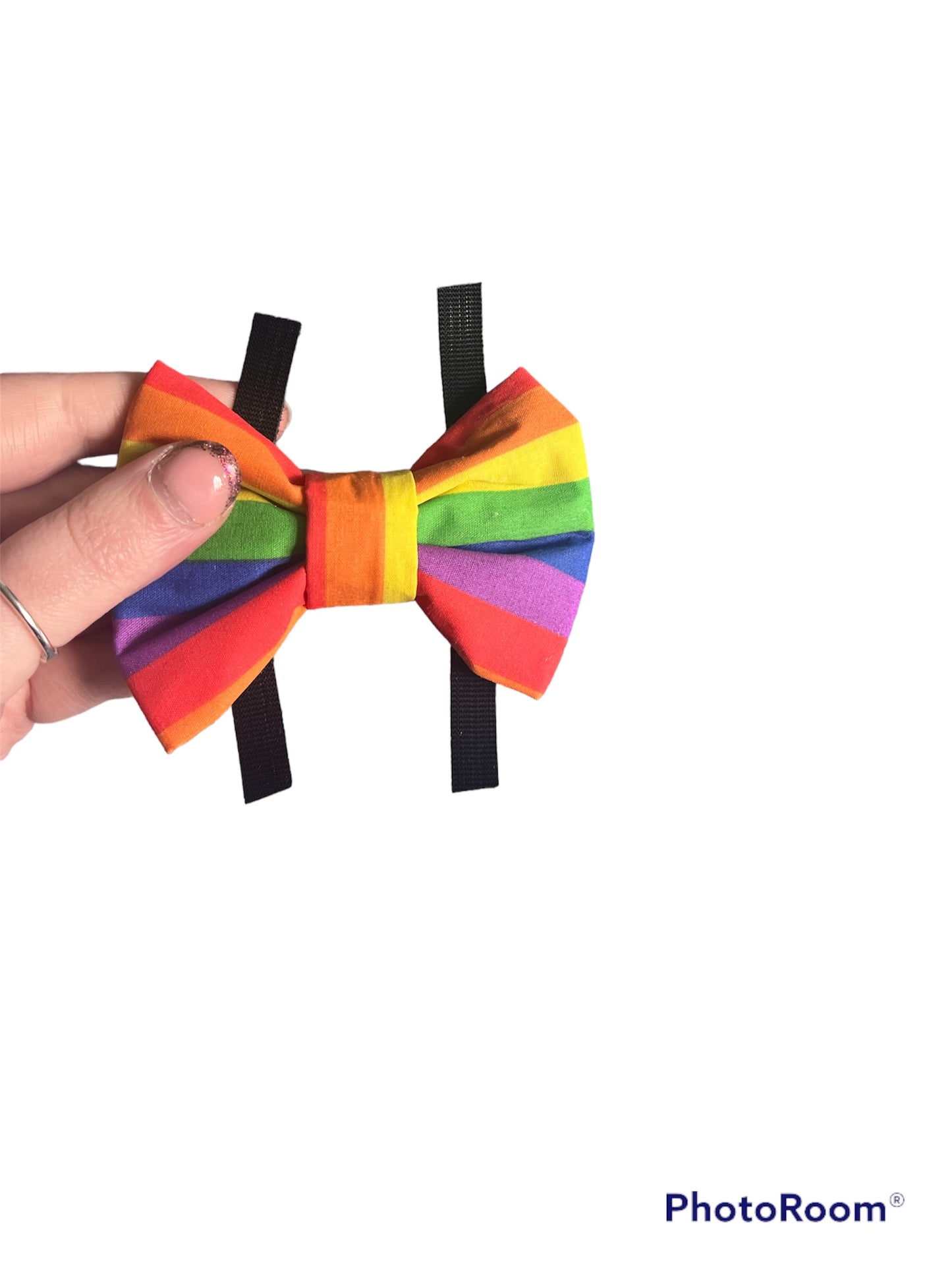 Pride rainbow bows, dog bows
