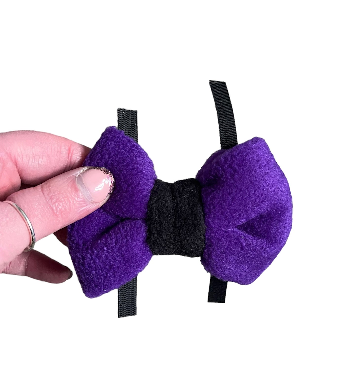 Purple mixed fleece bows, dog bows