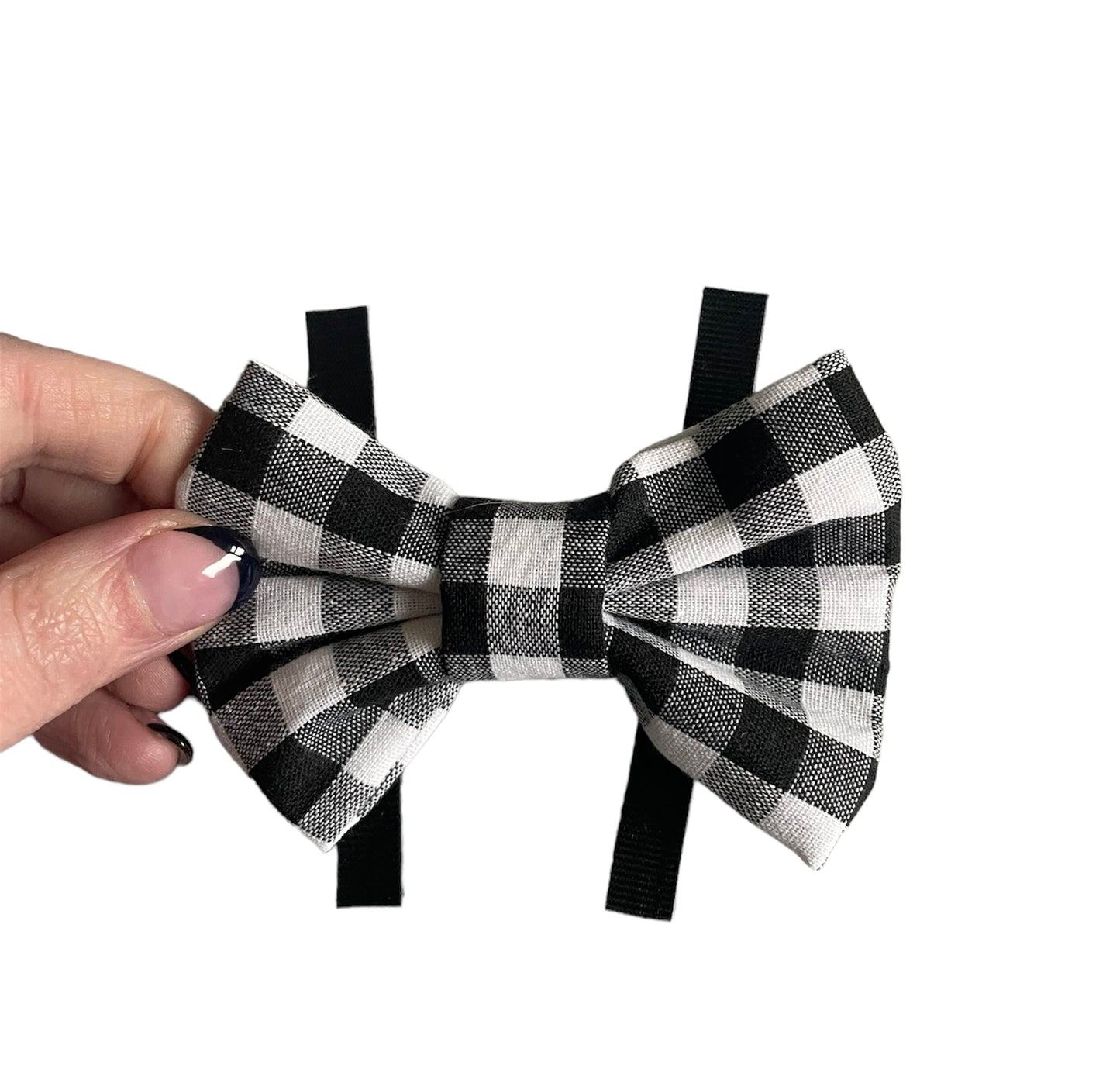 Black and white checked bows, dog bows