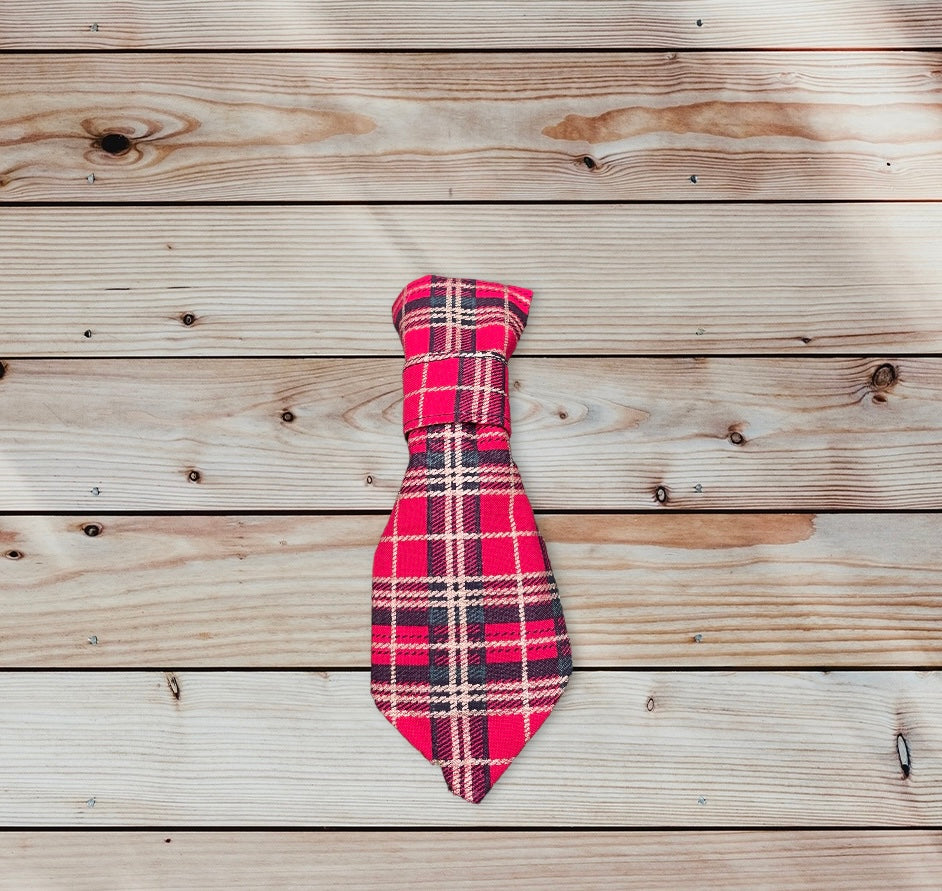 Red tartan tie for on the collar