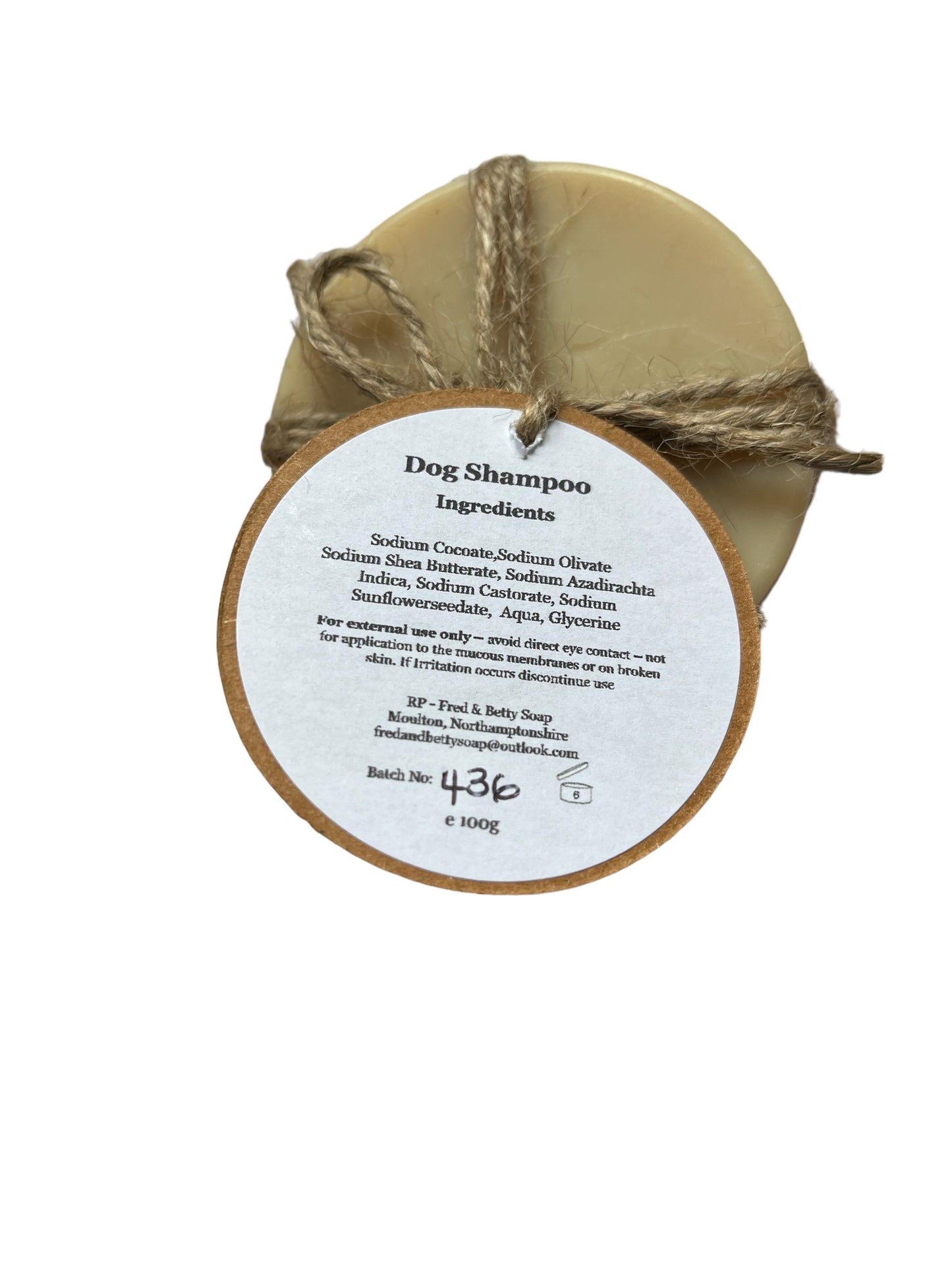 Handmade natural dog shampoo bar