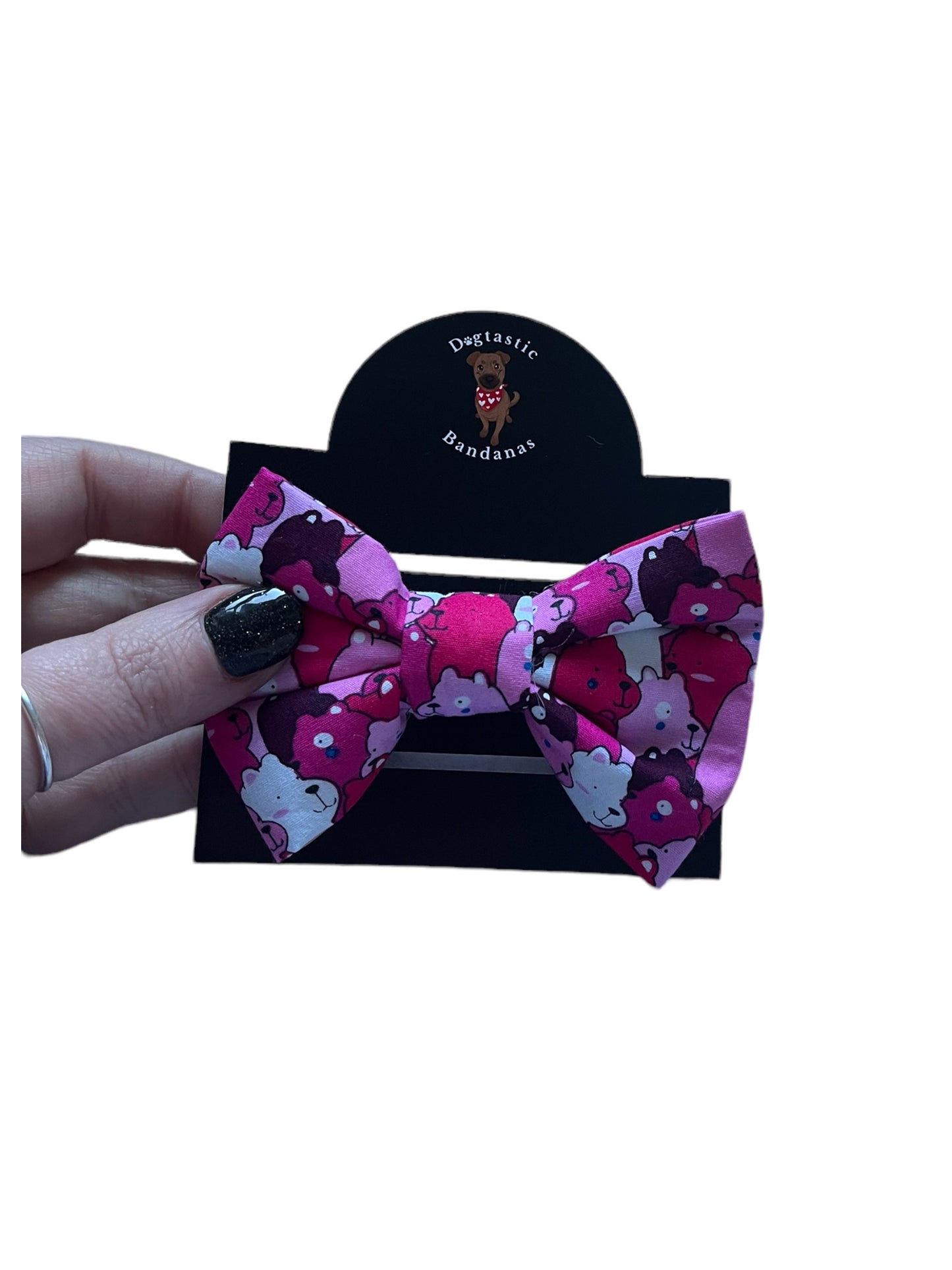 Pink bear bows, dog bows