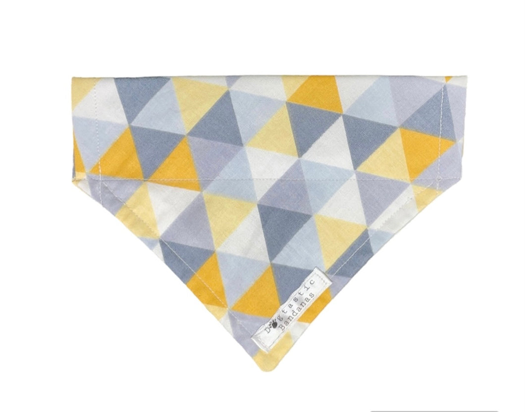 Grey and yellow dog/pet bandana