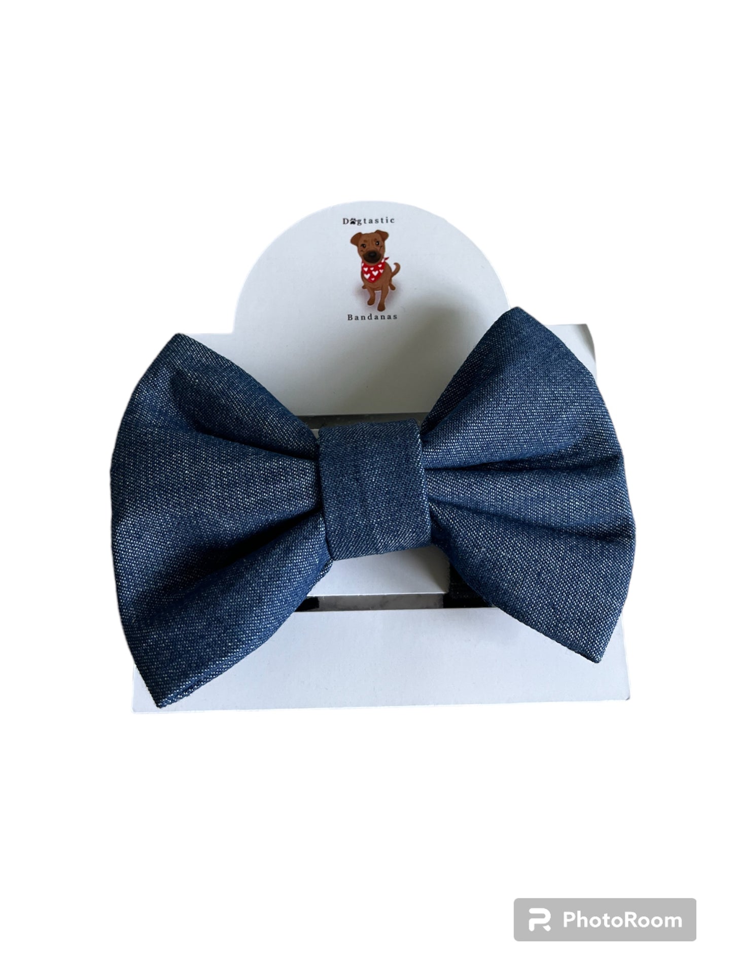 Denim look bows, dog bows