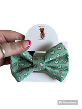 Load image into Gallery viewer, Mint heart bows, dog bows
