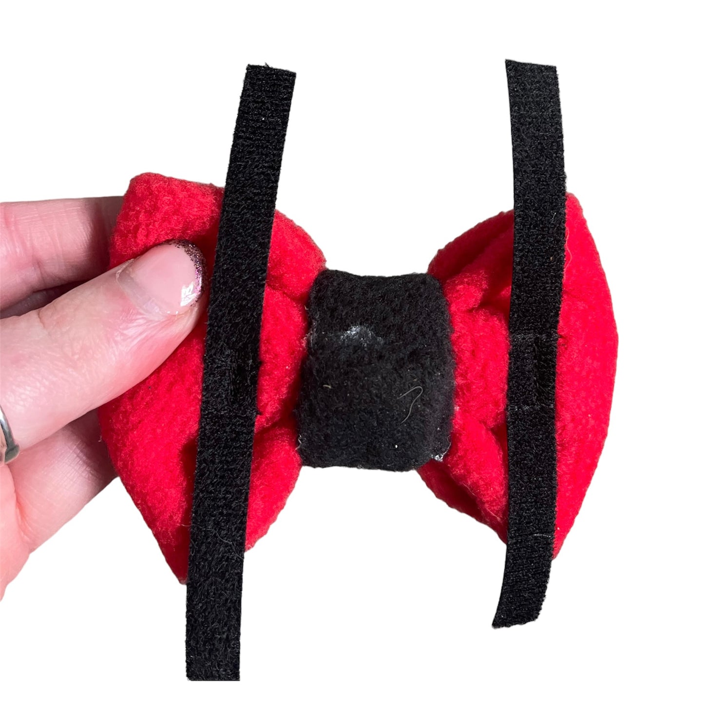 Red mixed fleece bows, dog bows