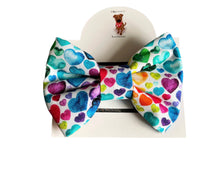 Load image into Gallery viewer, Rainbow hearts bows, dog bows
