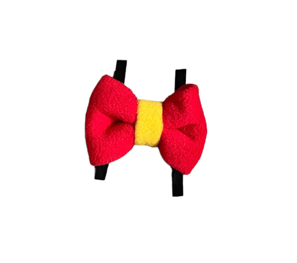 Red mixed fleece bows, dog bows