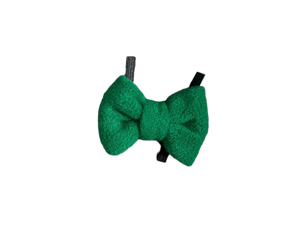 Green mixed fleece bows, dog bows