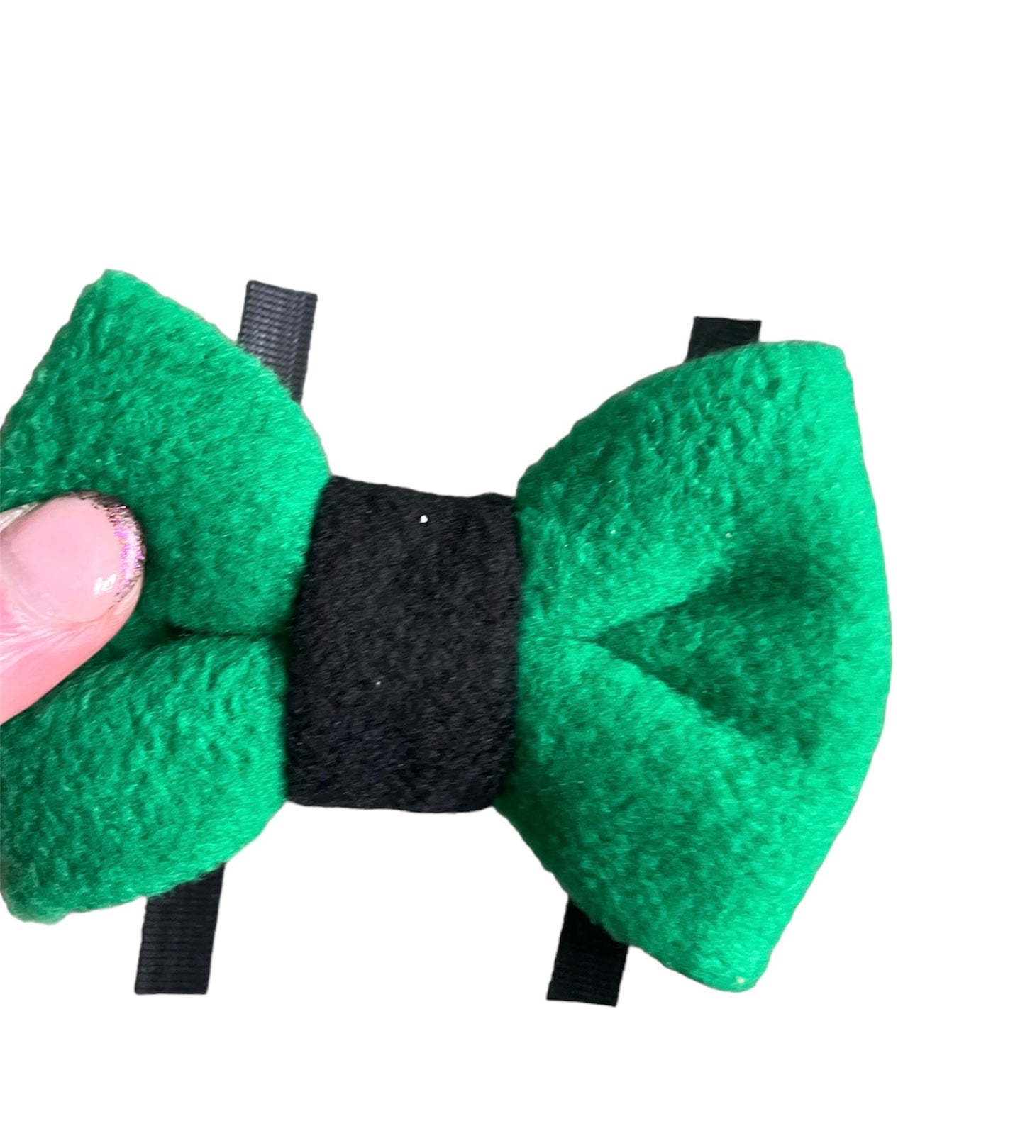 Green mixed fleece bows, dog bows