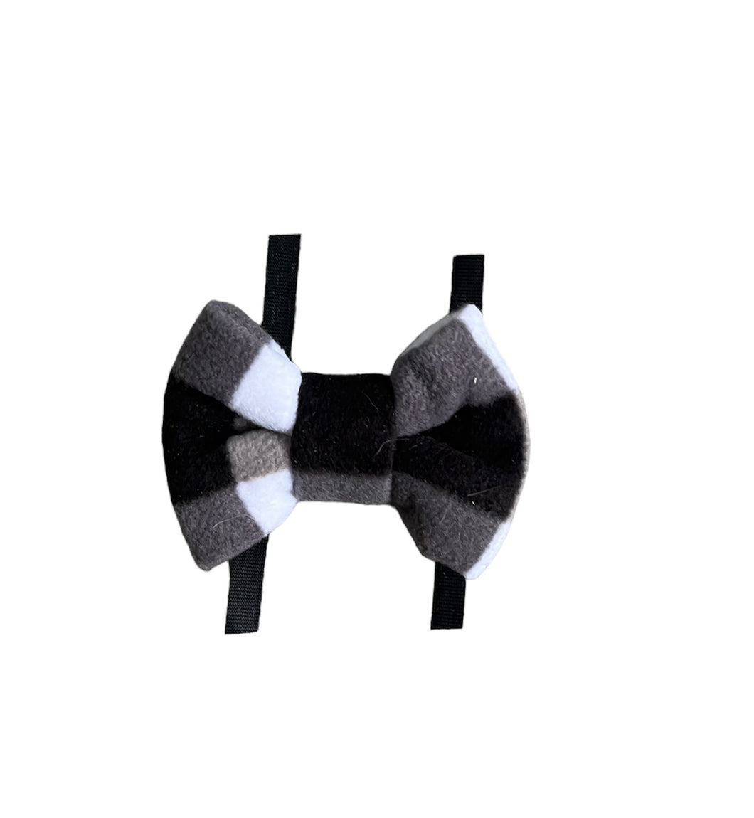 Black/ grey checked fleece bows, dog bows