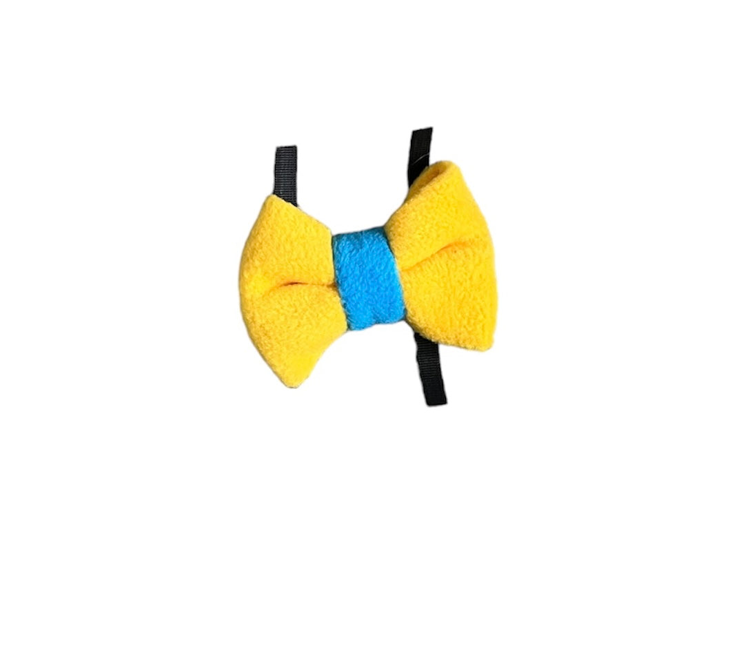 Yellow mixed fleece bows, dog bows