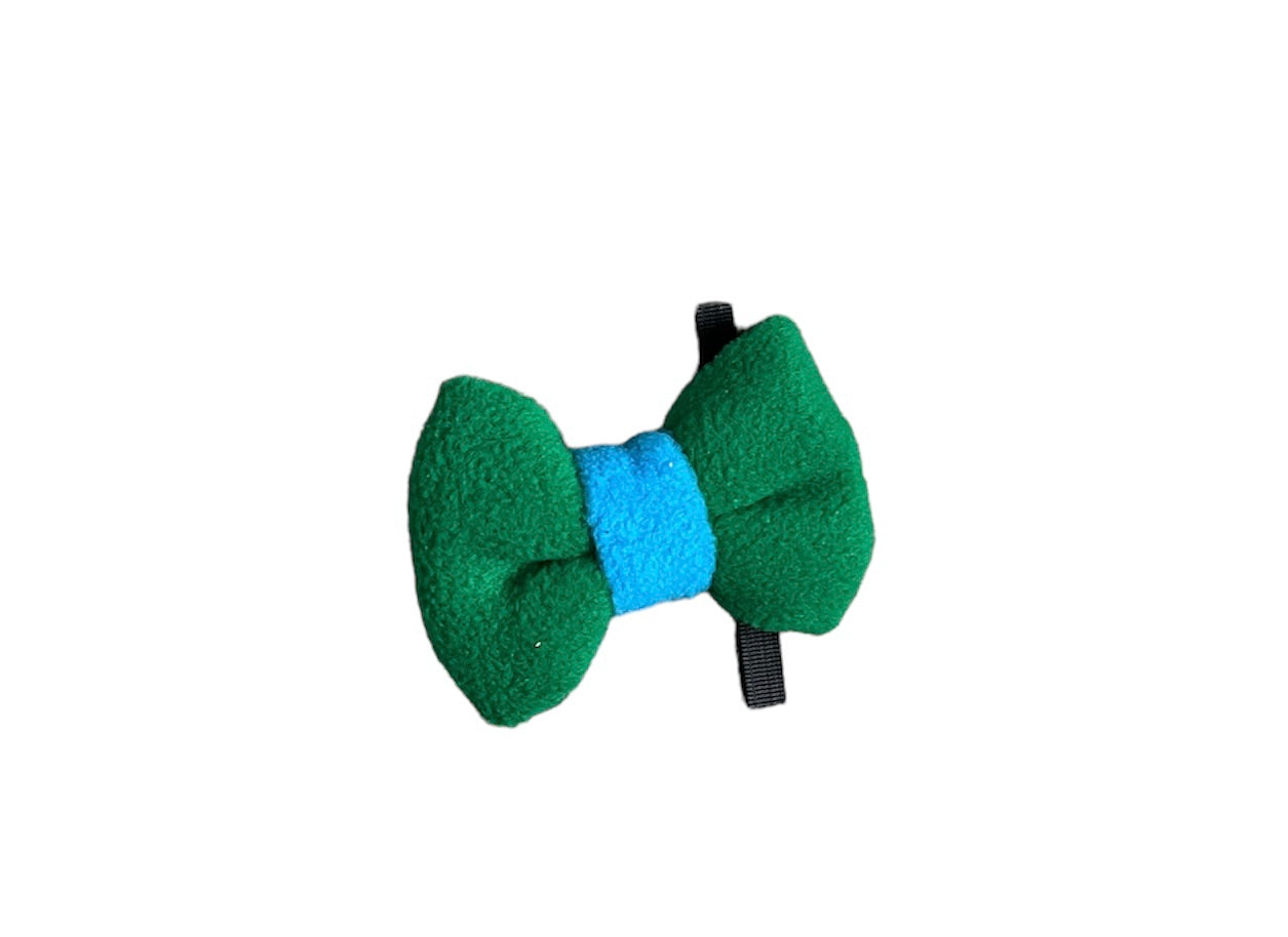 Green mixed fleece bows, dog bows