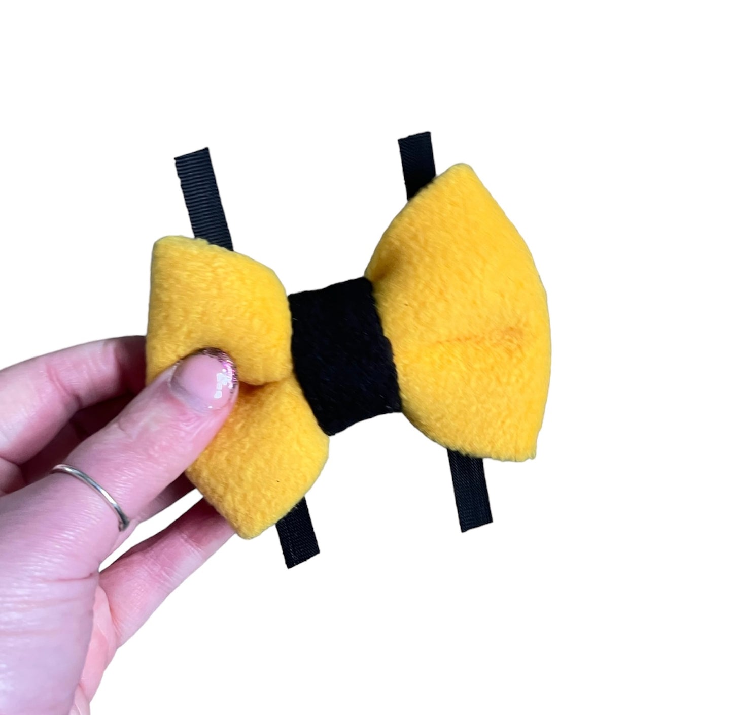 Yellow mixed fleece bows, dog bows