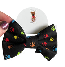 Load image into Gallery viewer, Black paw bows, dog bows
