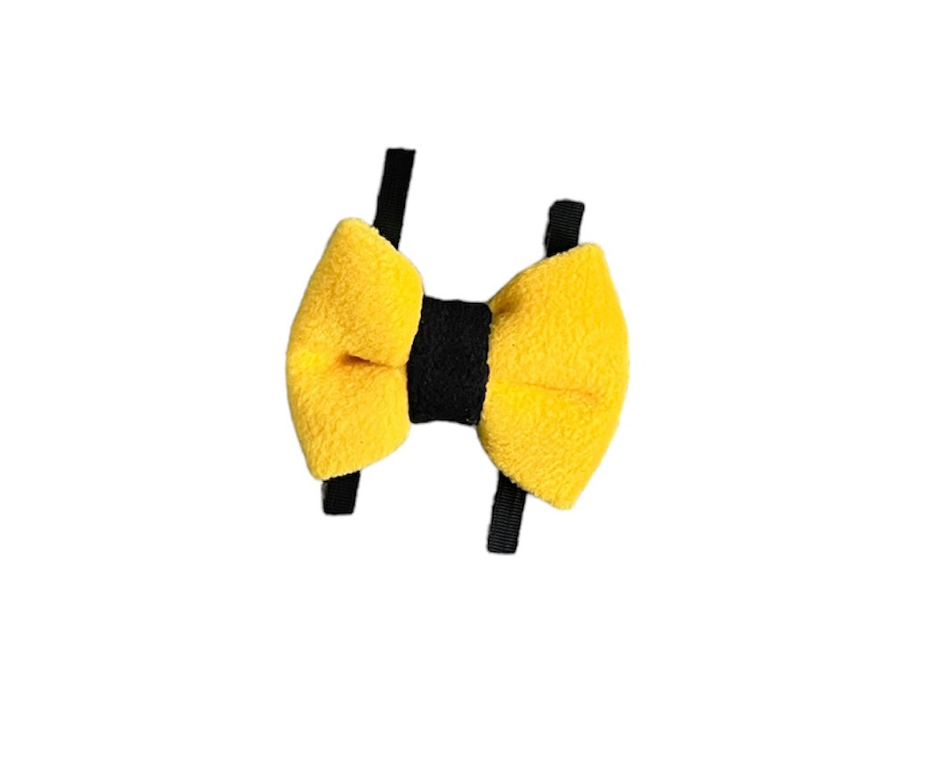 Yellow mixed fleece bows, dog bows