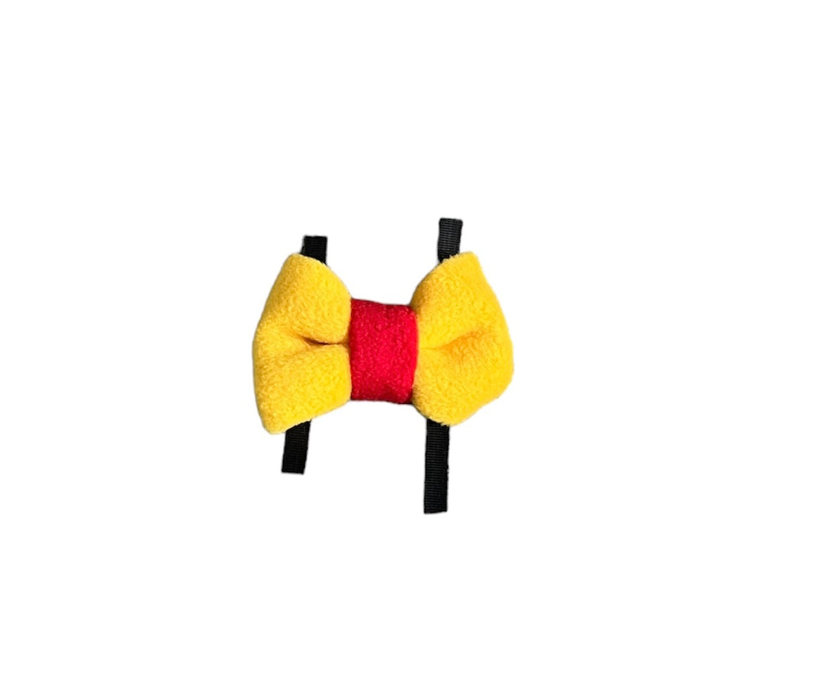 Yellow mixed fleece bows, dog bows