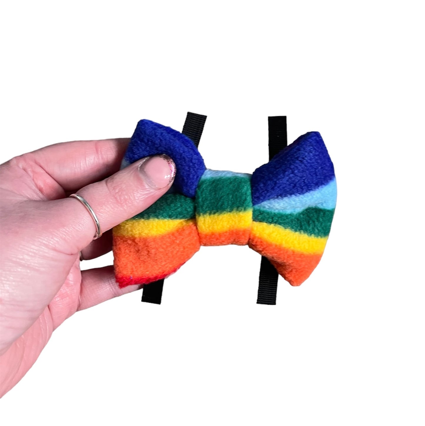 Rainbow fleece bows, dog bows