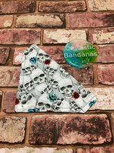 Load image into Gallery viewer, Skulls and roses dog/pet bandana
