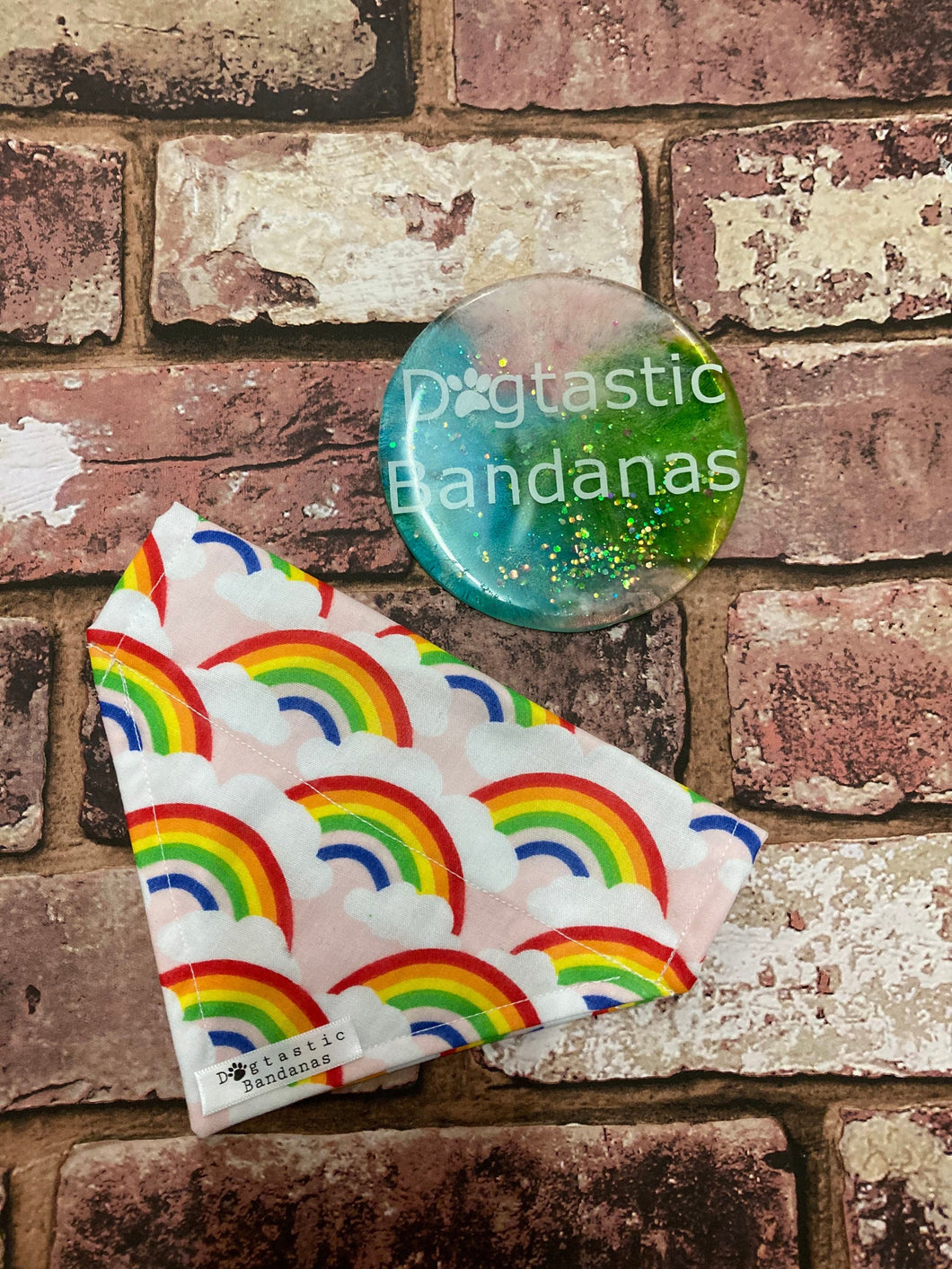 Pink rainbow dog/pet bandana
