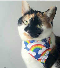 Load image into Gallery viewer, Blue Rainbow with Clouds On The Collar Bandana
