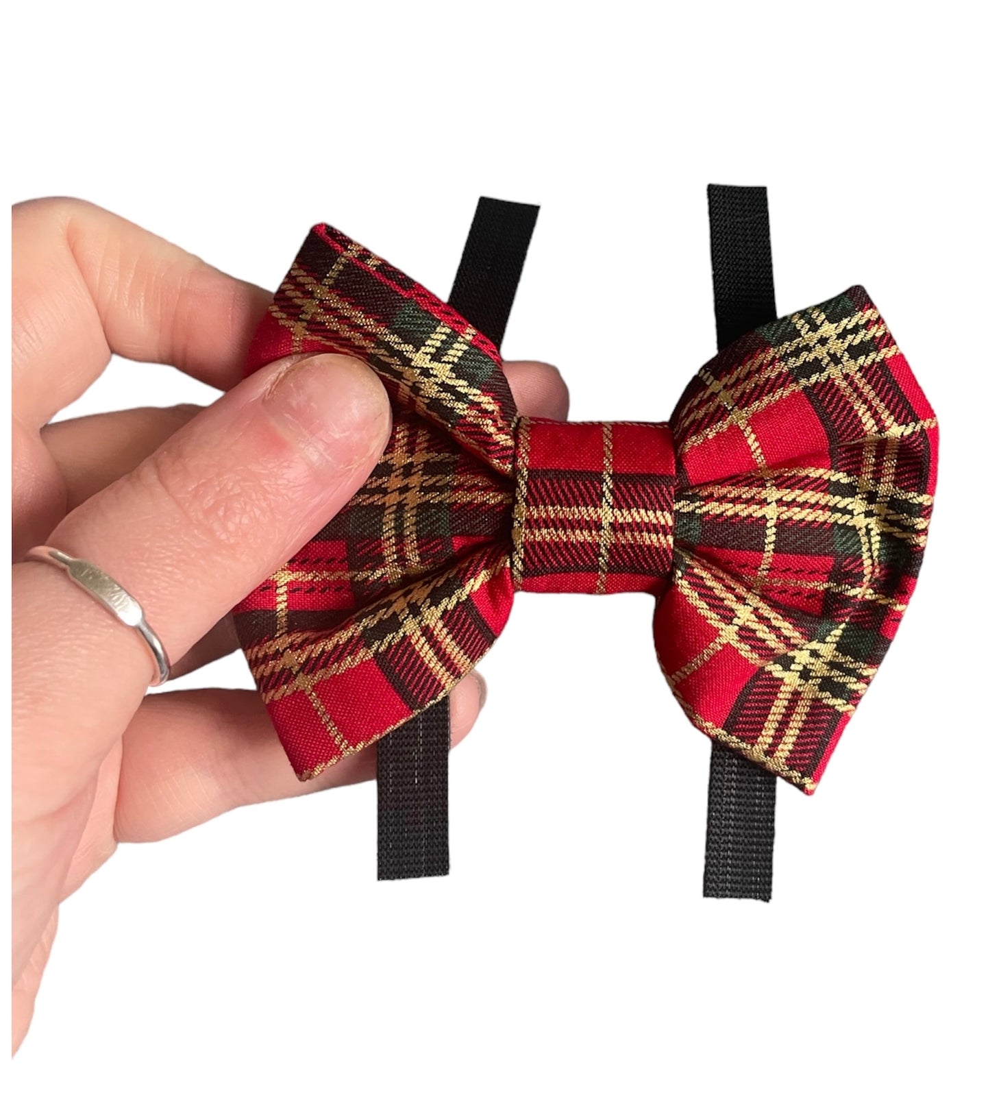 Red tartan bows, dog bows