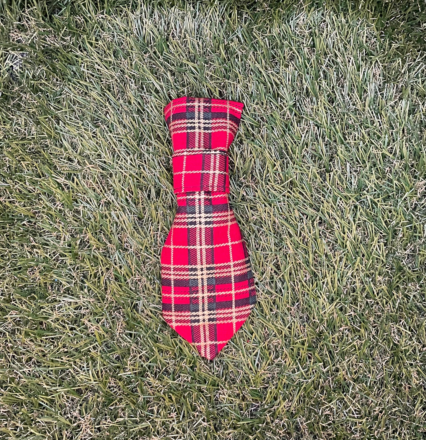 Red tartan tie for on the collar