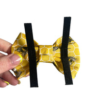 Load image into Gallery viewer, Bee honeycomb bows, dog bows
