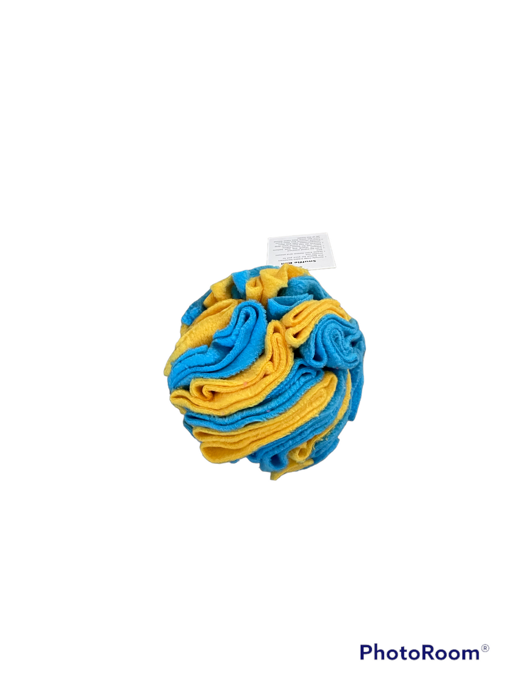 Snuffle ball blue and yellow, 6 inch size