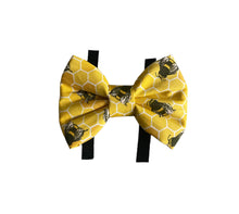 Load image into Gallery viewer, Bee honeycomb bows, dog bows
